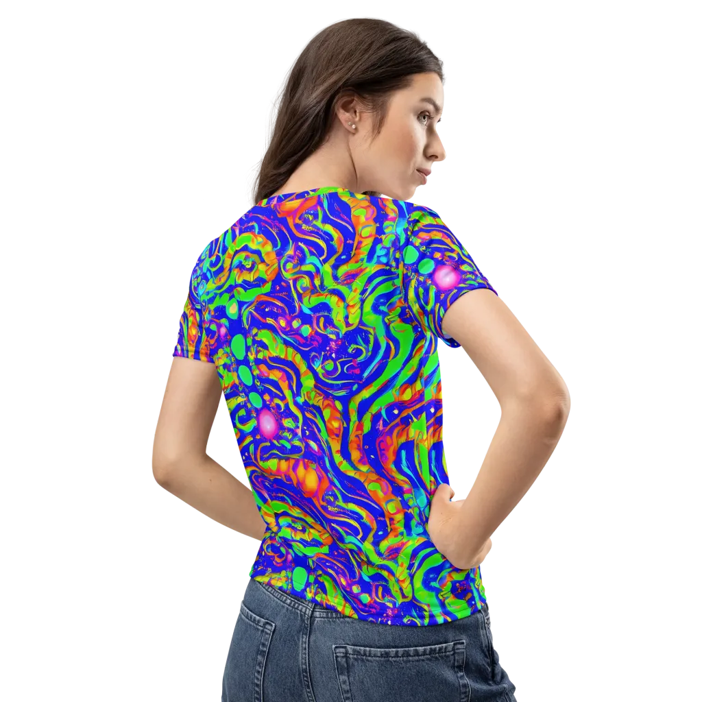 Fluoro Mirage on Women's Crew Neck T-Shirt — Back