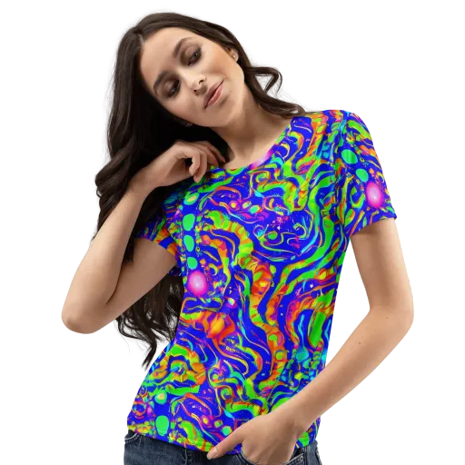 Fluoro Mirage on a Women's Crew Neck T-Shirt