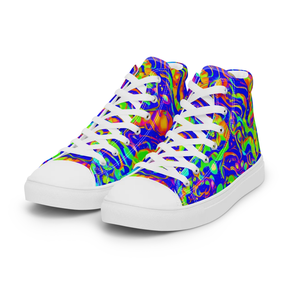 Fluoro Mirage on Women's High Top Canvas Shoes — Left Front