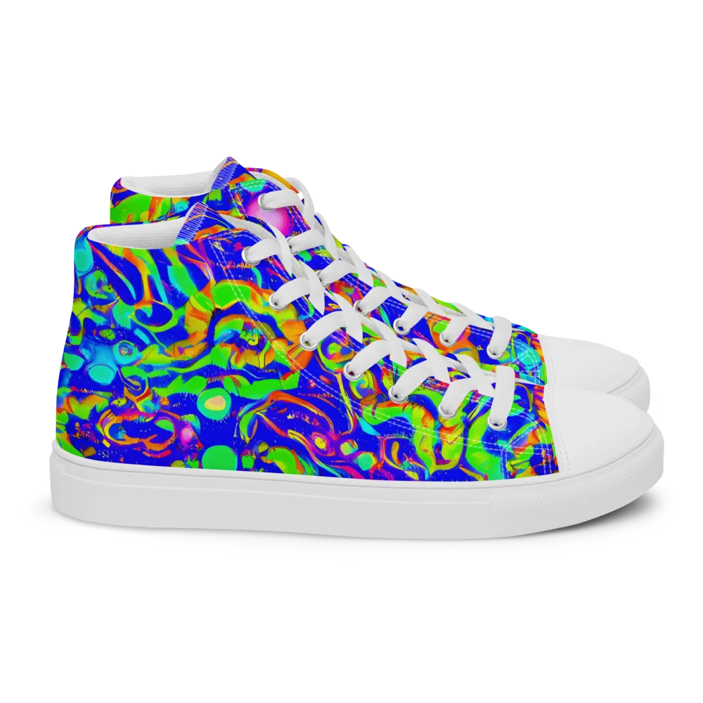 Fluoro Mirage on Women's High Top Canvas Shoes — Right