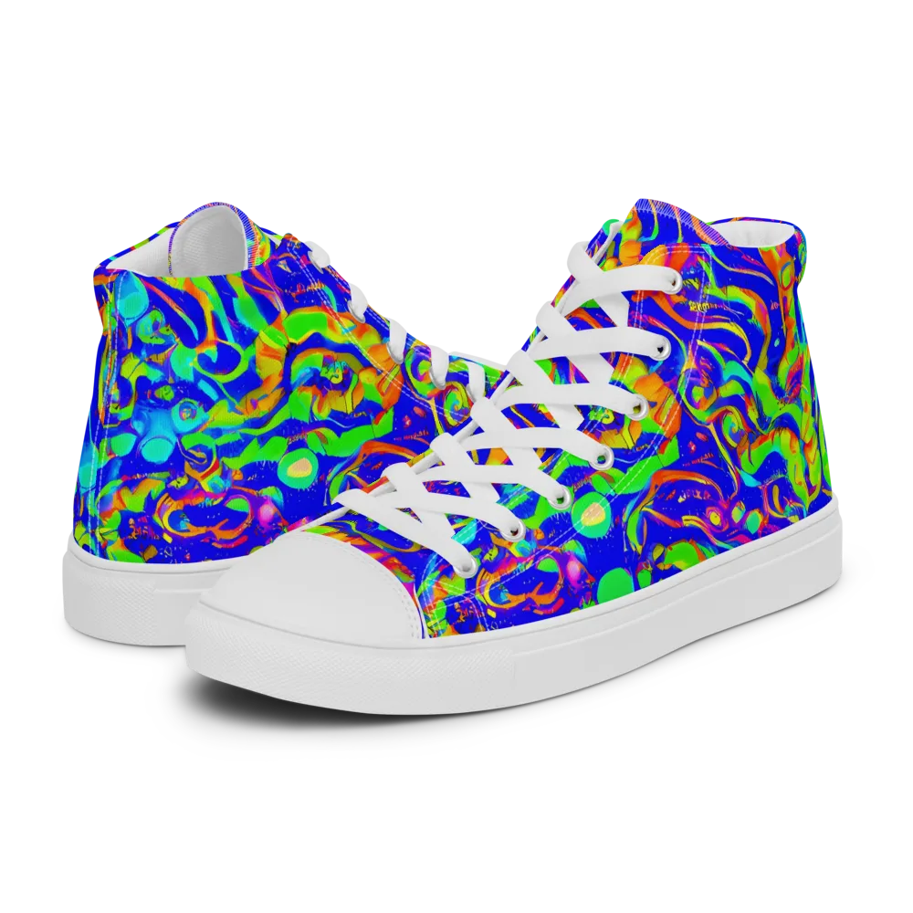 Fluoro Mirage on Women's High Top Canvas Shoes — Left
