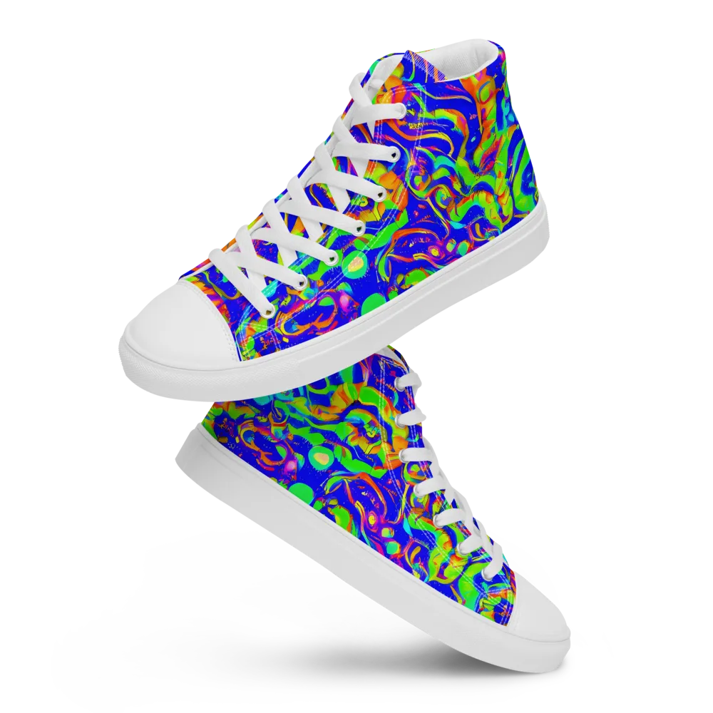 Fluoro Mirage on Women's High Top Canvas Shoes — Front