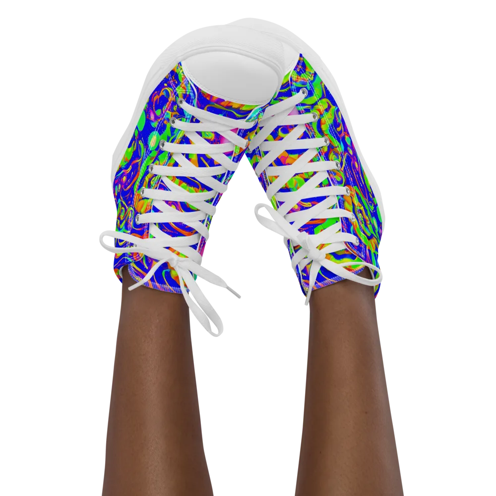 Fluoro Mirage on Women's High Top Canvas Shoes — Front