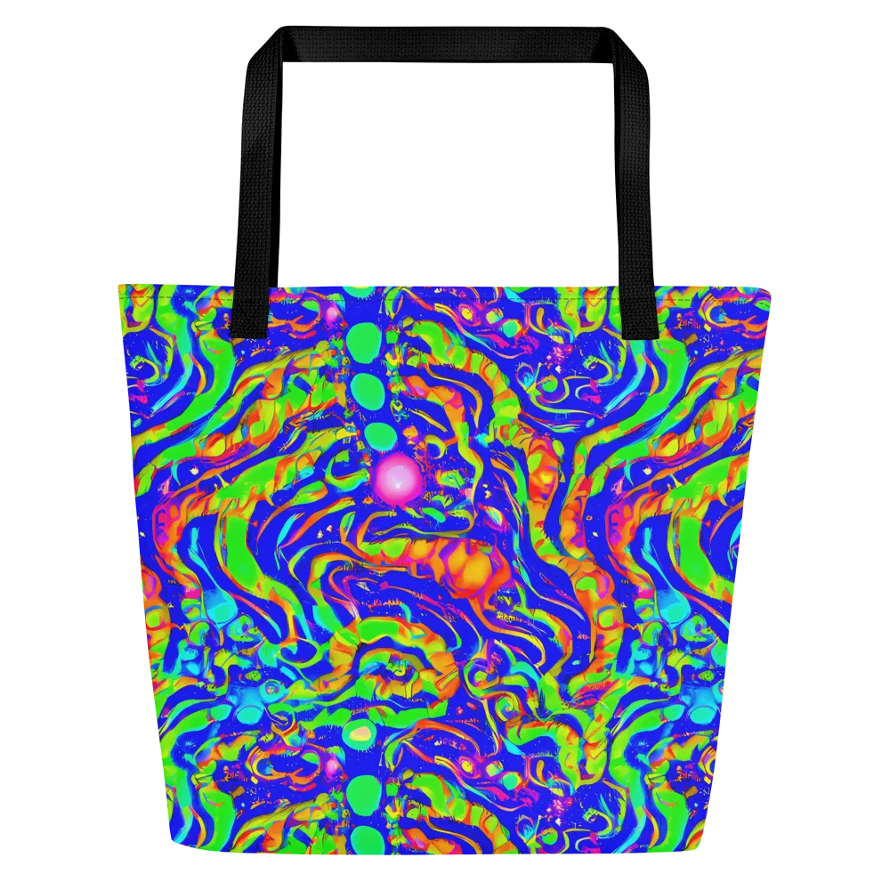 Fluoro Mirage on Large Tote Bag W/ Pocket — Front