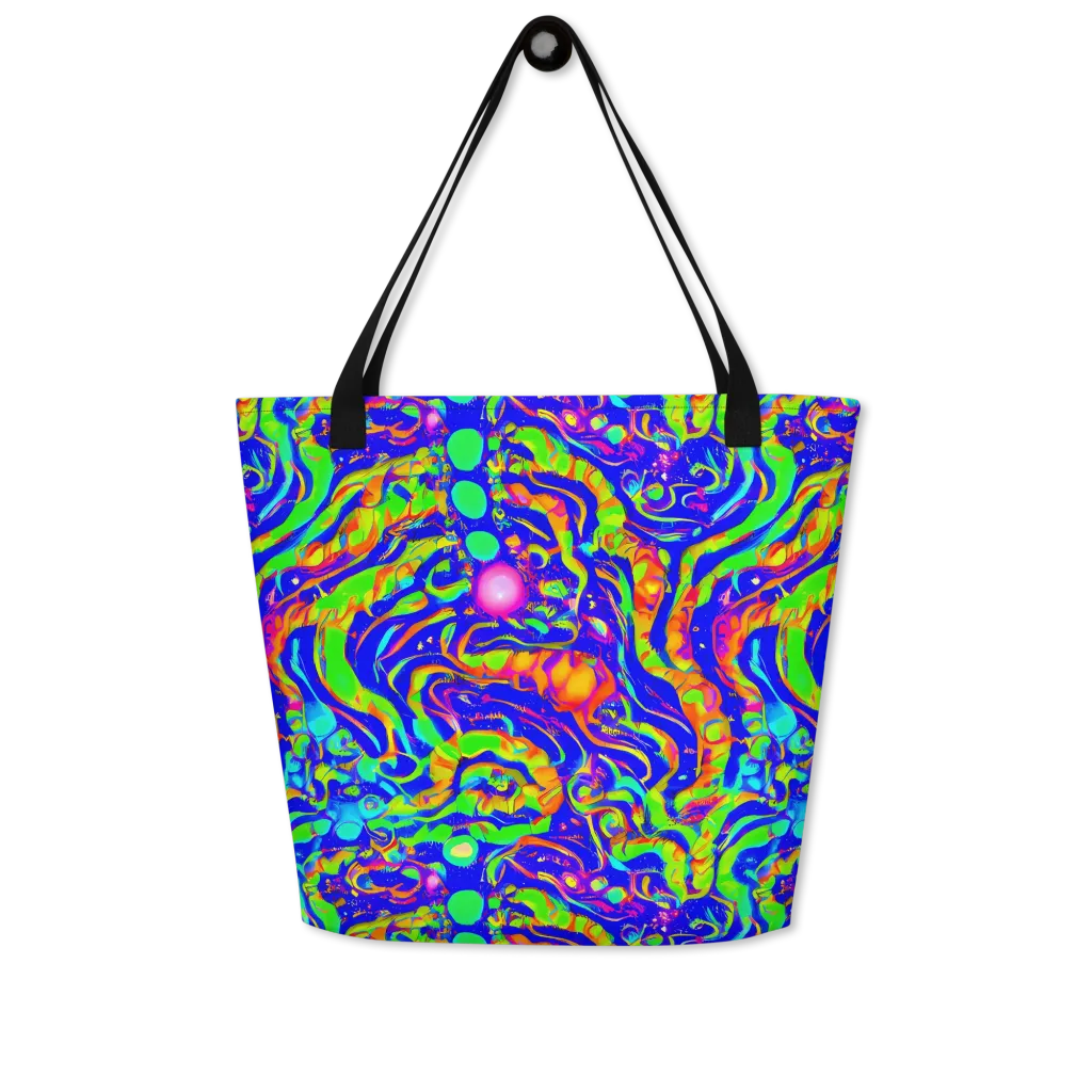 Fluoro Mirage on Large Tote Bag W/ Pocket — Front