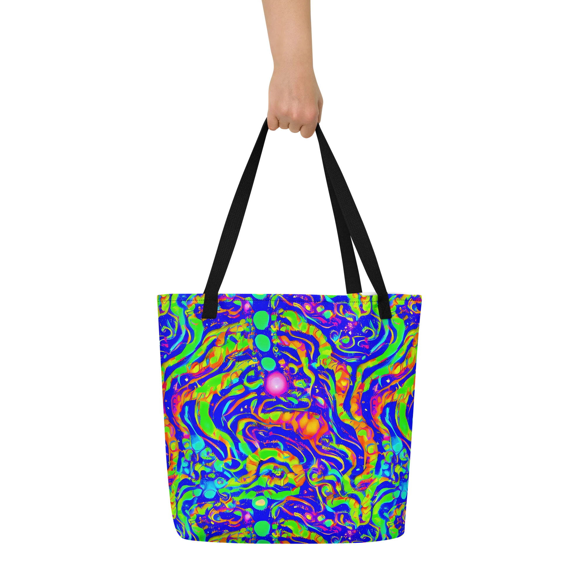 Fluoro Mirage on Large Tote Bag W/ Pocket — Front