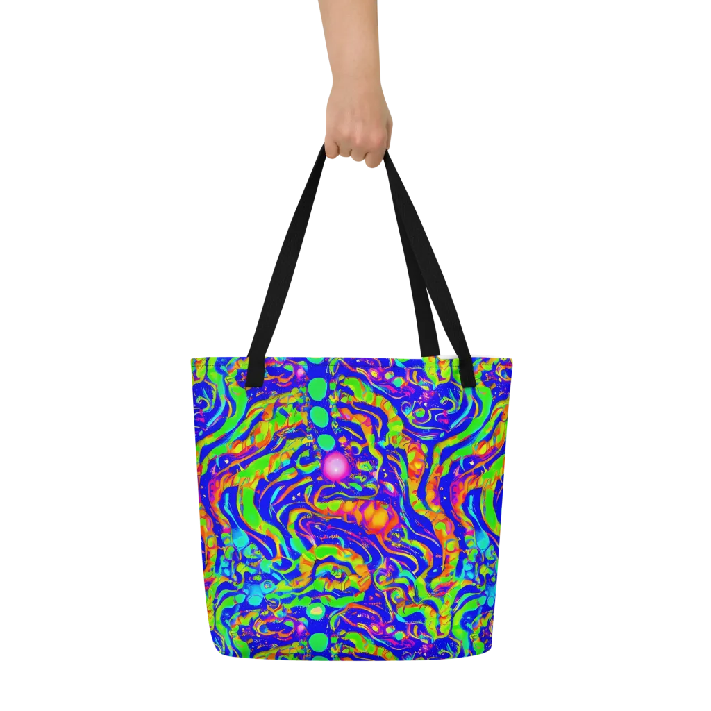 Fluoro Mirage on Large Tote Bag W/ Pocket — Front