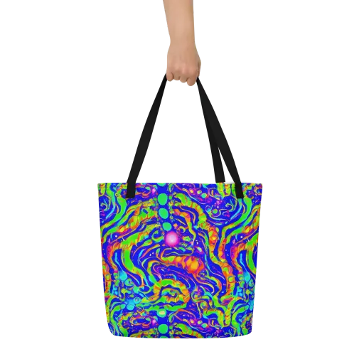Fluoro Mirage on a Large Tote Bag W/ Pocket