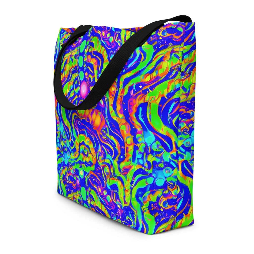 Fluoro Mirage on Large Tote Bag W/ Pocket — Front