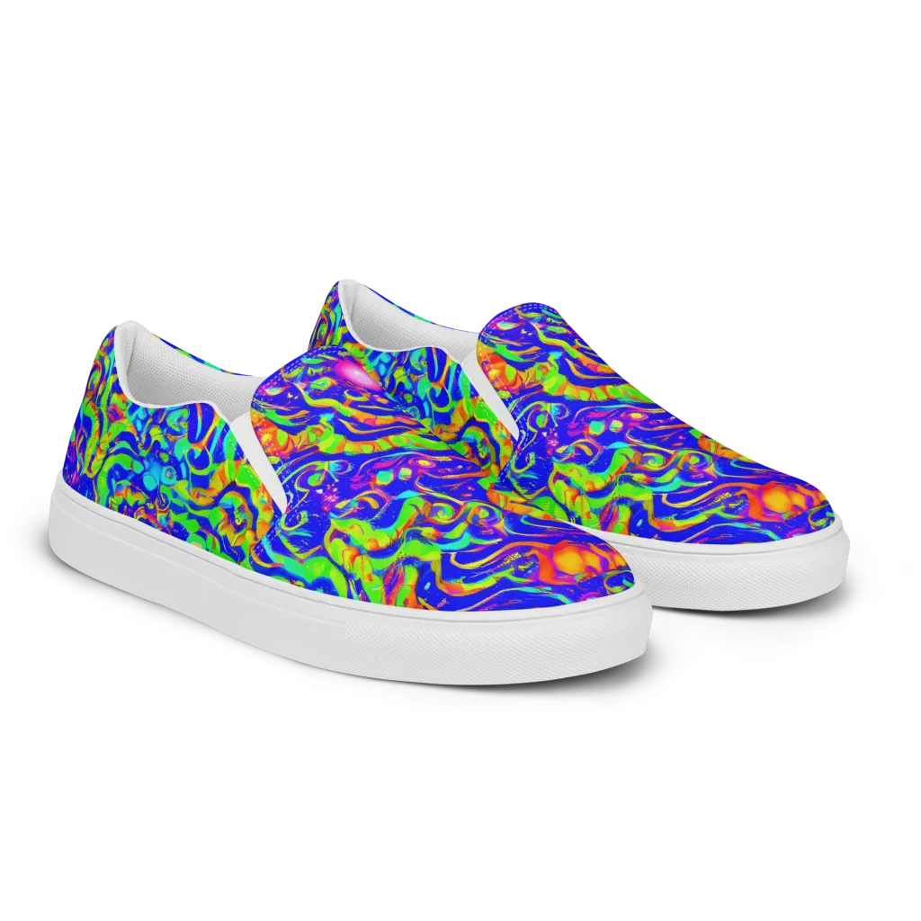 Fluoro Mirage on Women's Slip-On Canvas Shoes — Right Front