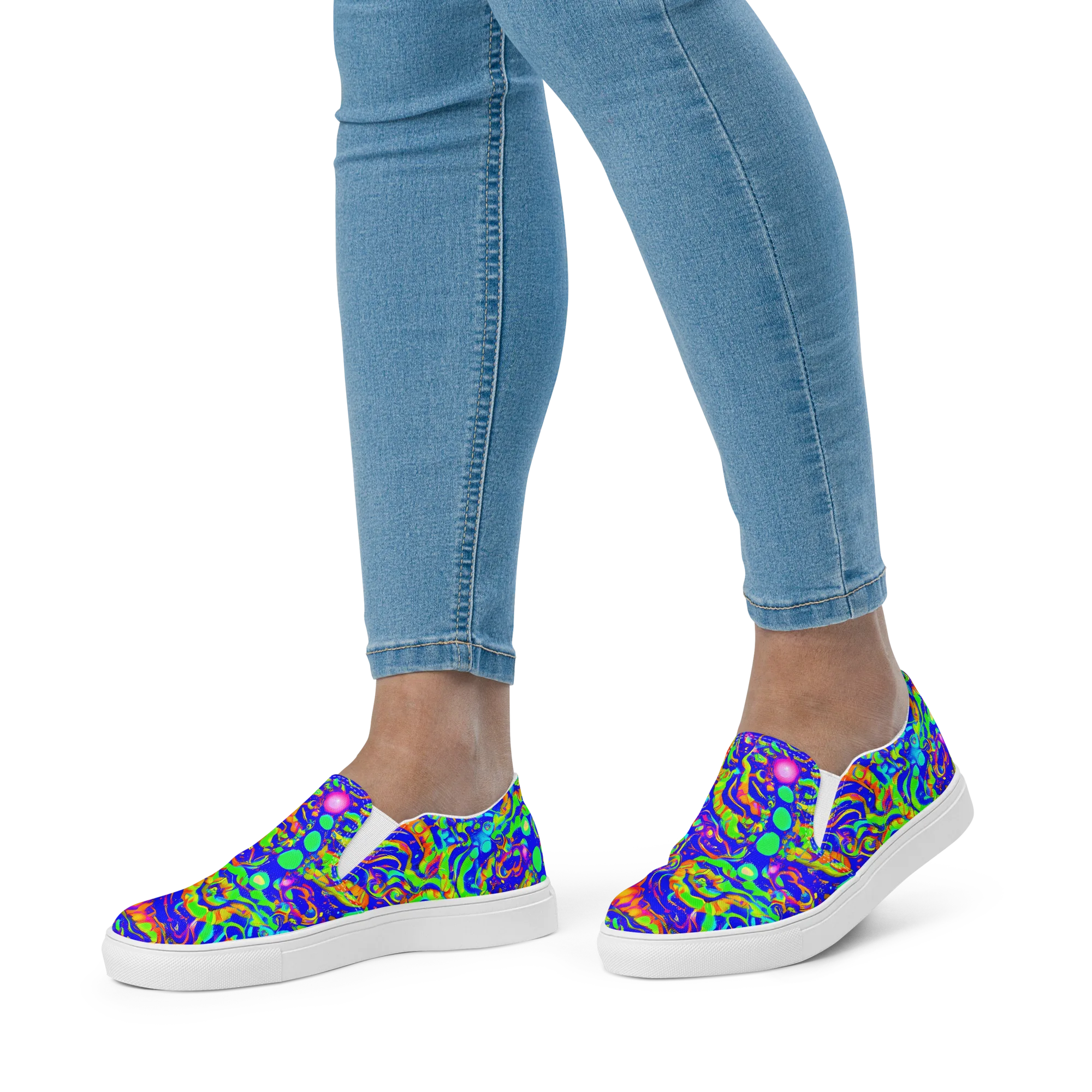 Fluoro Mirage on Women's Slip-On Canvas Shoes — Front