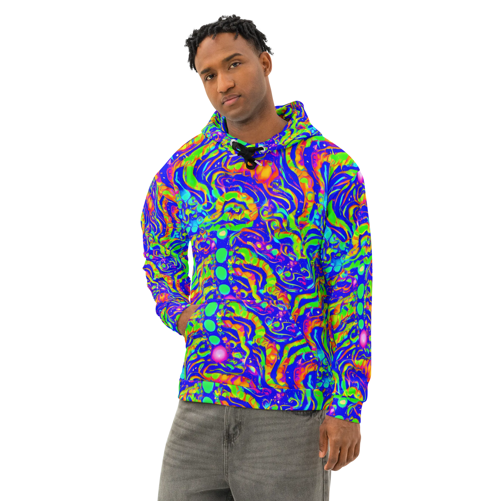 Fluoro Mirage on Cotton Hoodie — Left Front