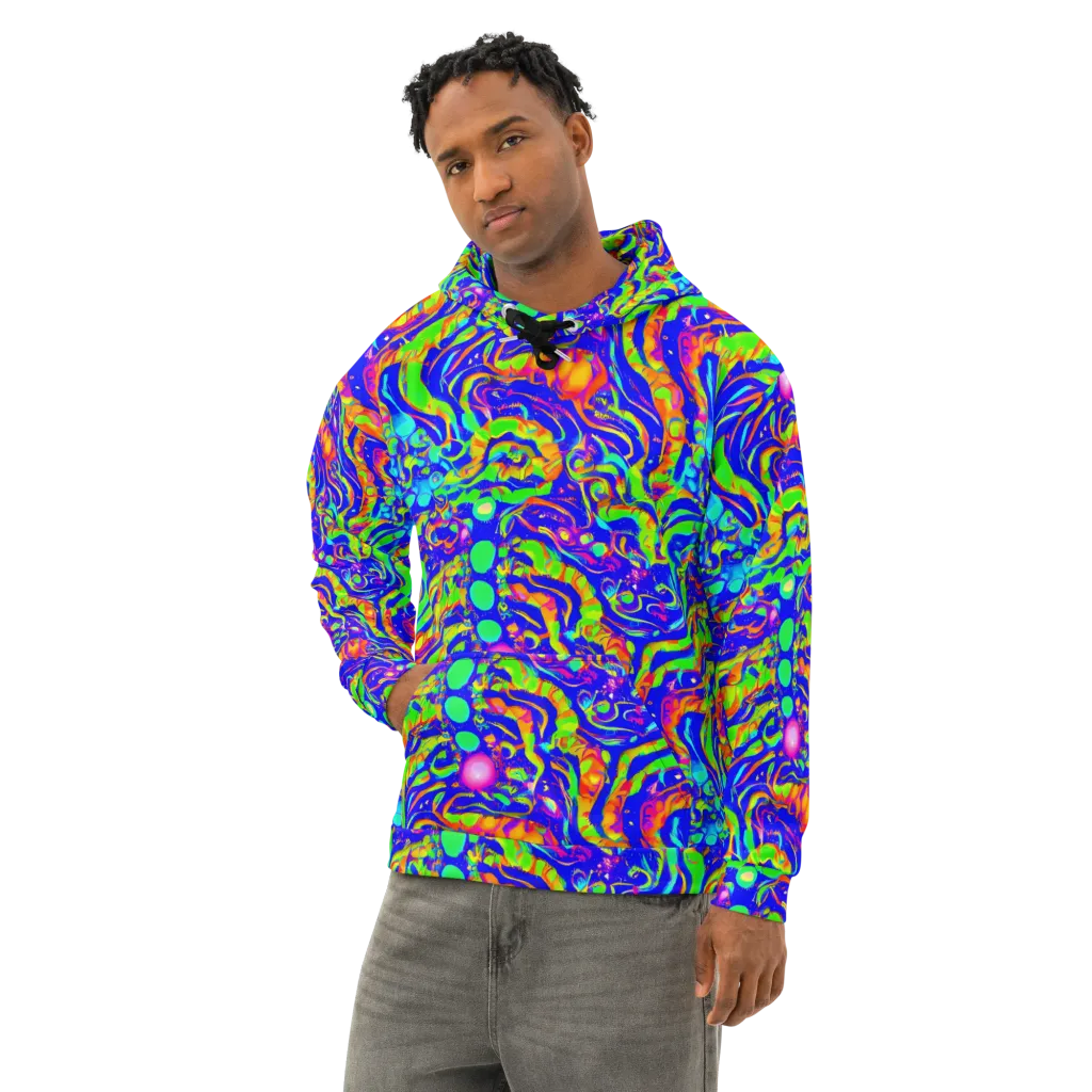 Fluoro Mirage on Cotton Hoodie — Left Front