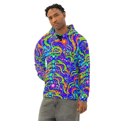 Fluoro Mirage on a Cotton Hoodie