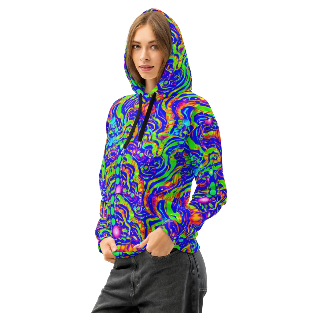 Fluoro Mirage on Cotton Hoodie — Left Front