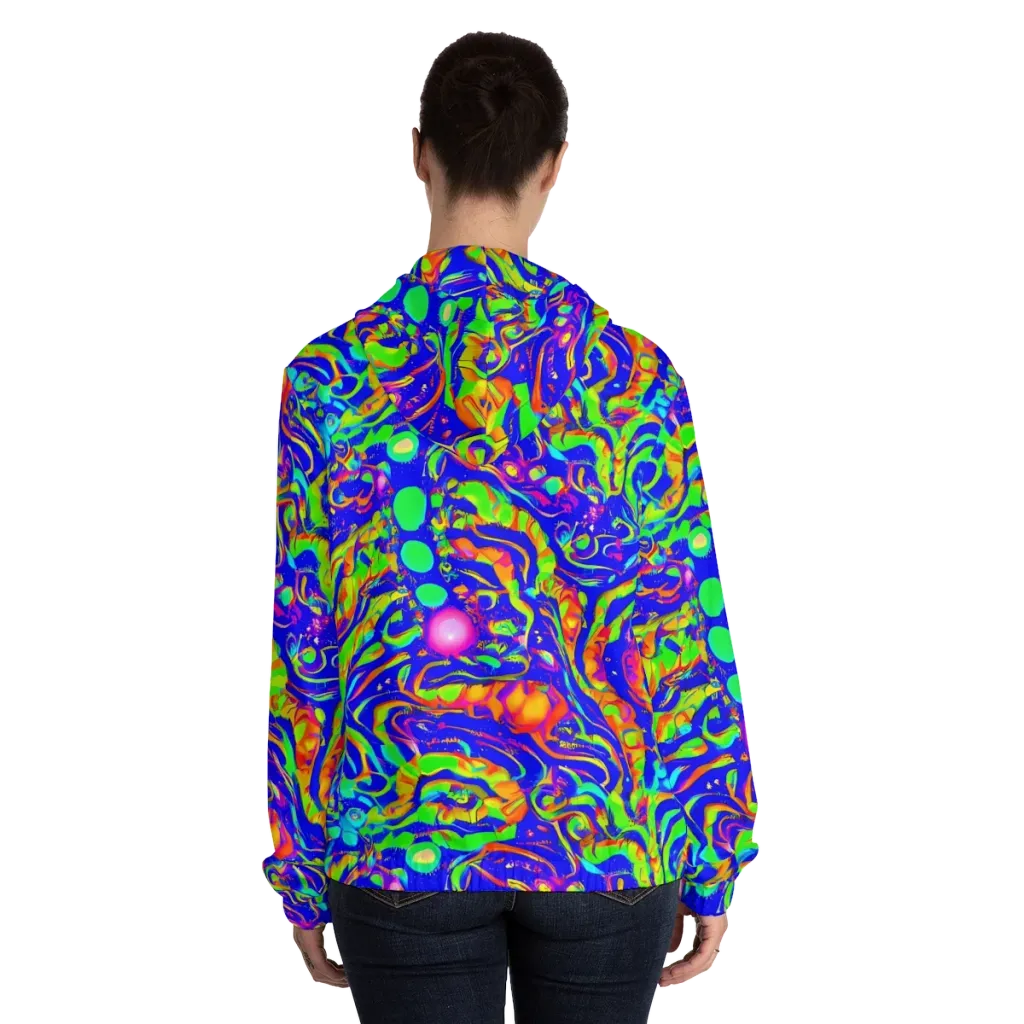 Fluoro Mirage on Women's Full-Zip Hoodie — Back On Person