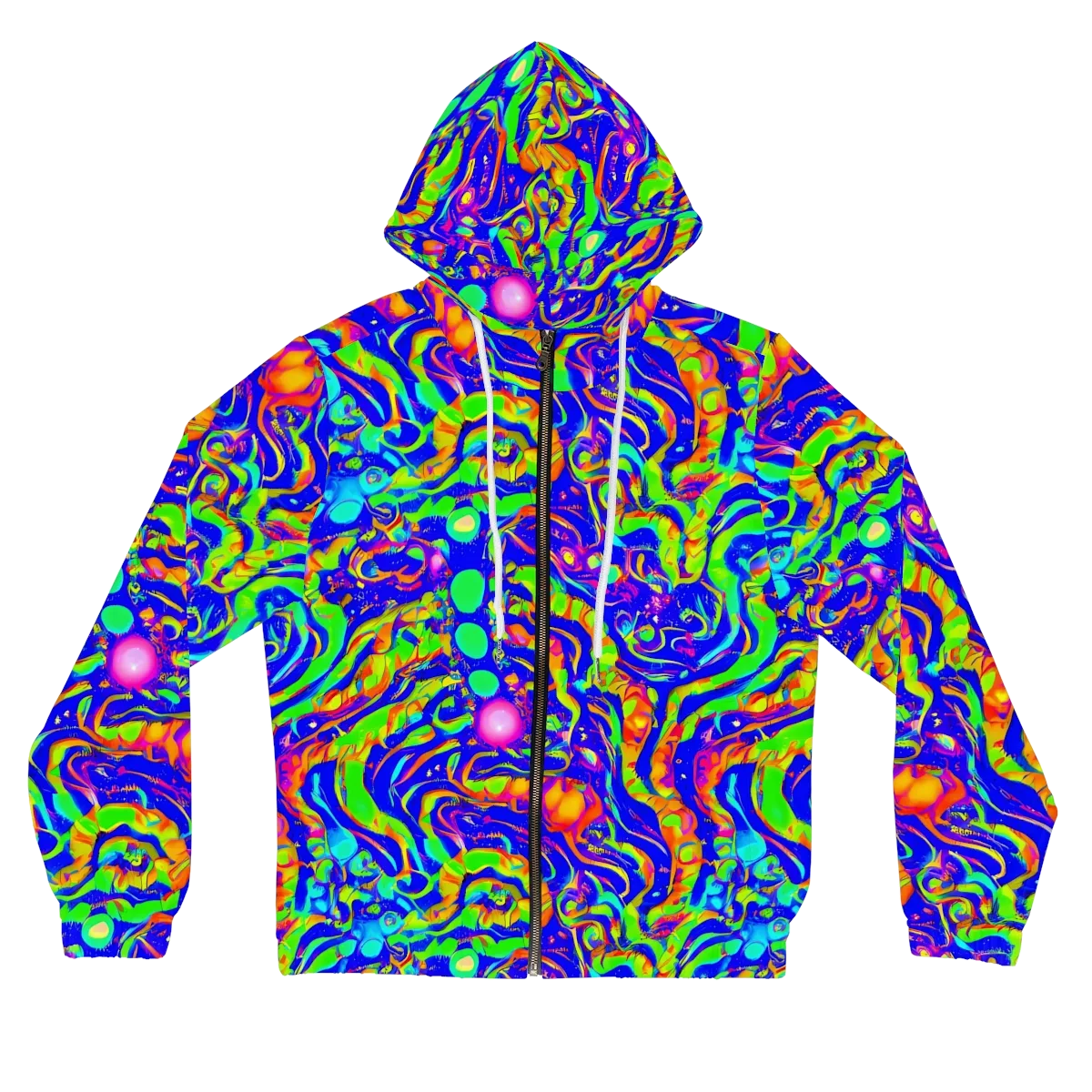 Fluoro Mirage on Women's Full-Zip Hoodie — Front