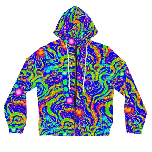 Fluoro Mirage on a Women's Full-Zip Hoodie