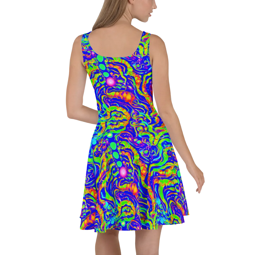 Fluoro Mirage on Skater Dress — Back