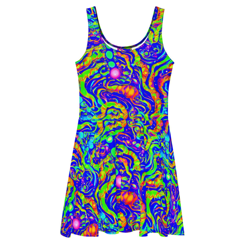 Fluoro Mirage on Skater Dress — Front
