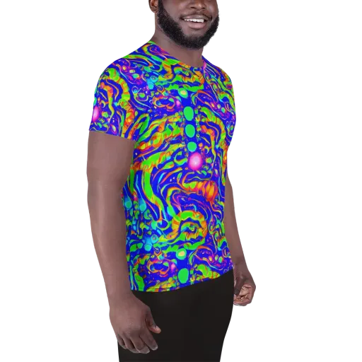 Fluoro Mirage on a Men's Athletic T-Shirt