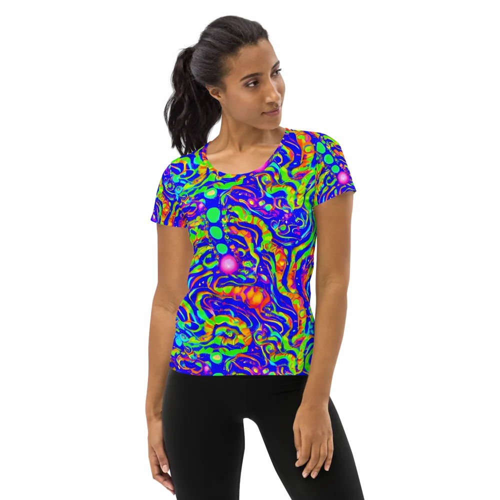 Fluoro Mirage on Women's Athletic T-Shirt — Front
