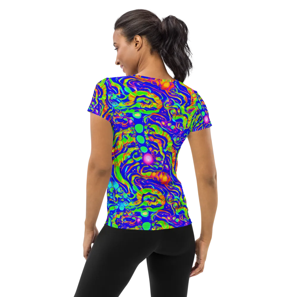 Fluoro Mirage on Women's Athletic T-Shirt — Back