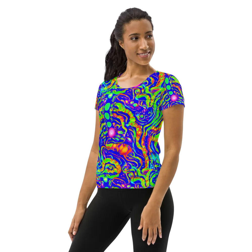 Fluoro Mirage on Women's Athletic T-Shirt — Left