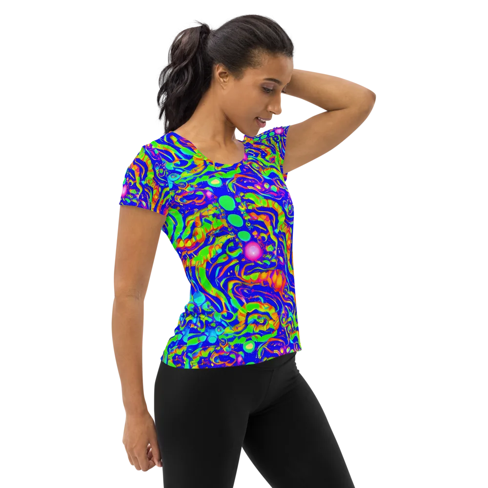Fluoro Mirage on Women's Athletic T-Shirt — Right