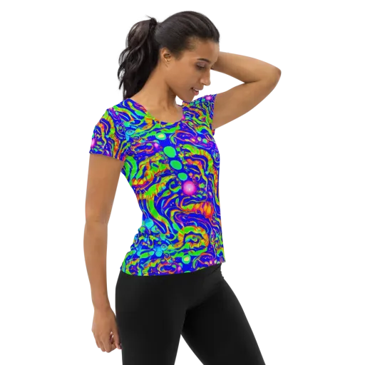 Fluoro Mirage on a Women's Athletic T-Shirt