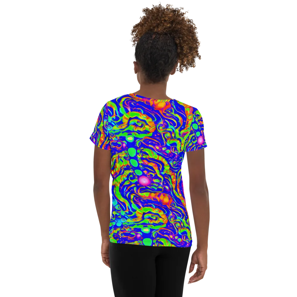 Fluoro Mirage on Women's Athletic T-Shirt — Back