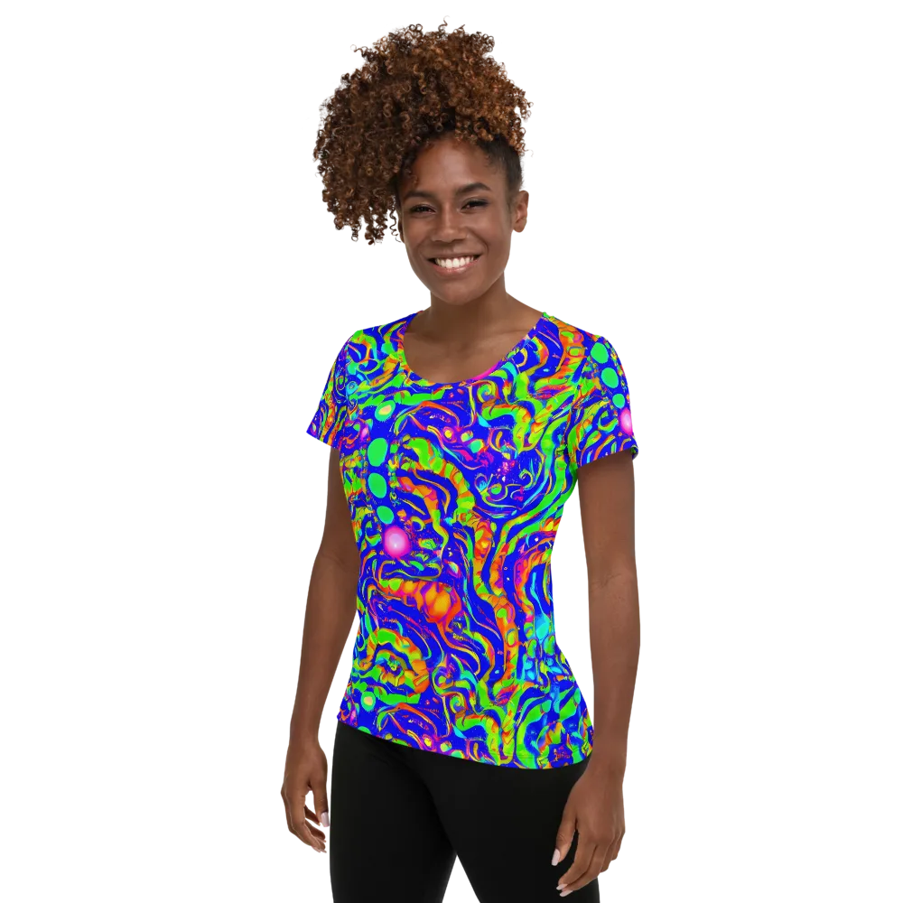 Fluoro Mirage on Women's Athletic T-Shirt — Left