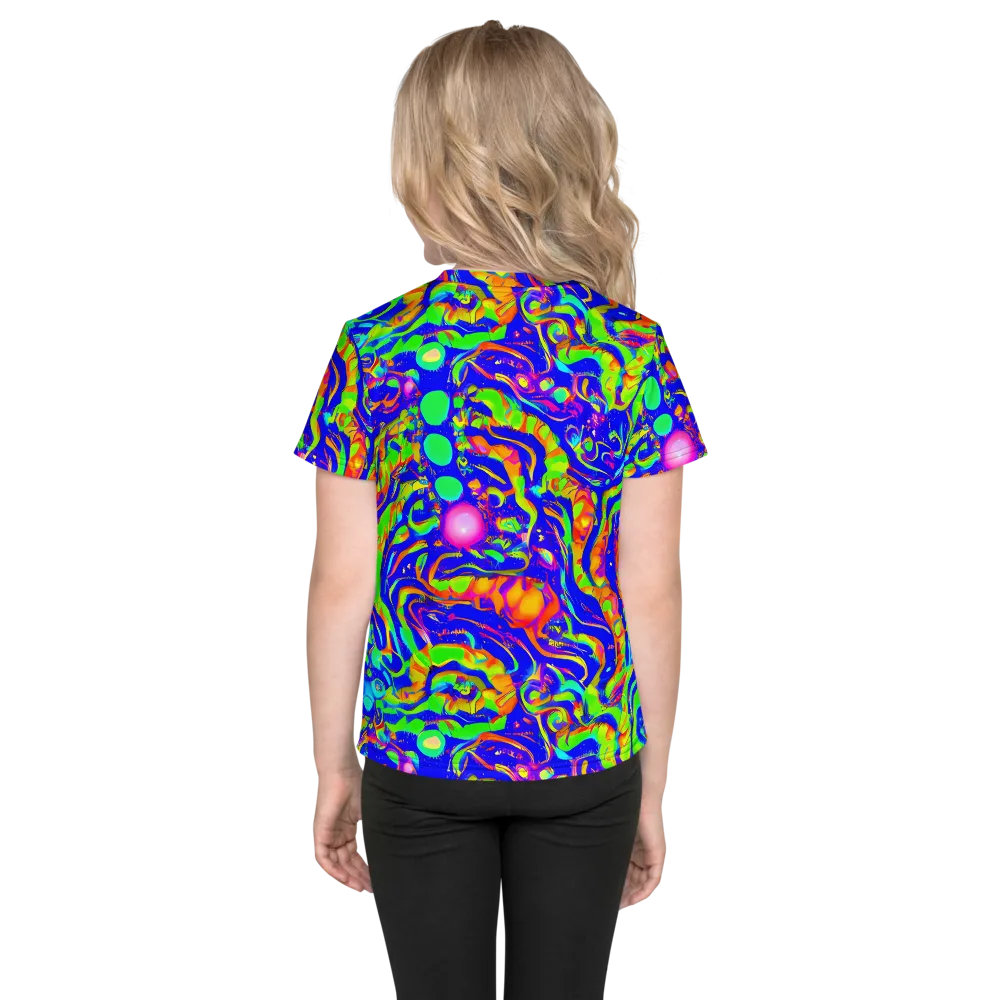 Fluoro Mirage on Kids Crew Neck T-Shirt — Back