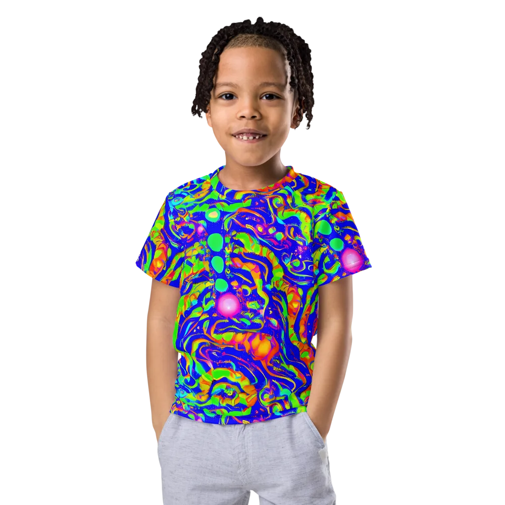 Fluoro Mirage on Kids Crew Neck T-Shirt — Front