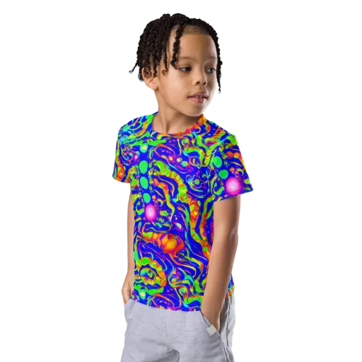 Fluoro Mirage on a Kids Crew Neck T-Shirt