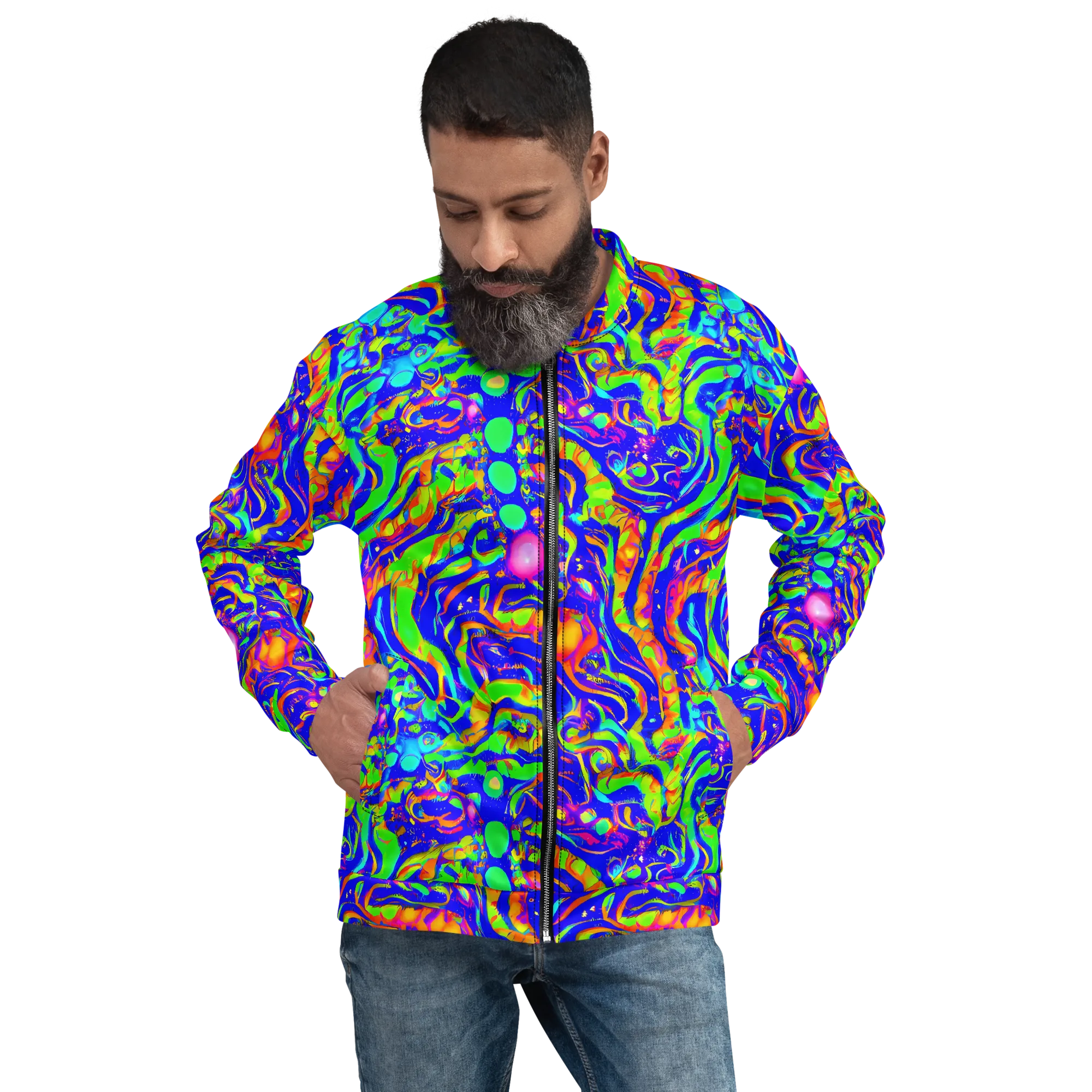 Fluoro Mirage on Bomber Jacket — Front