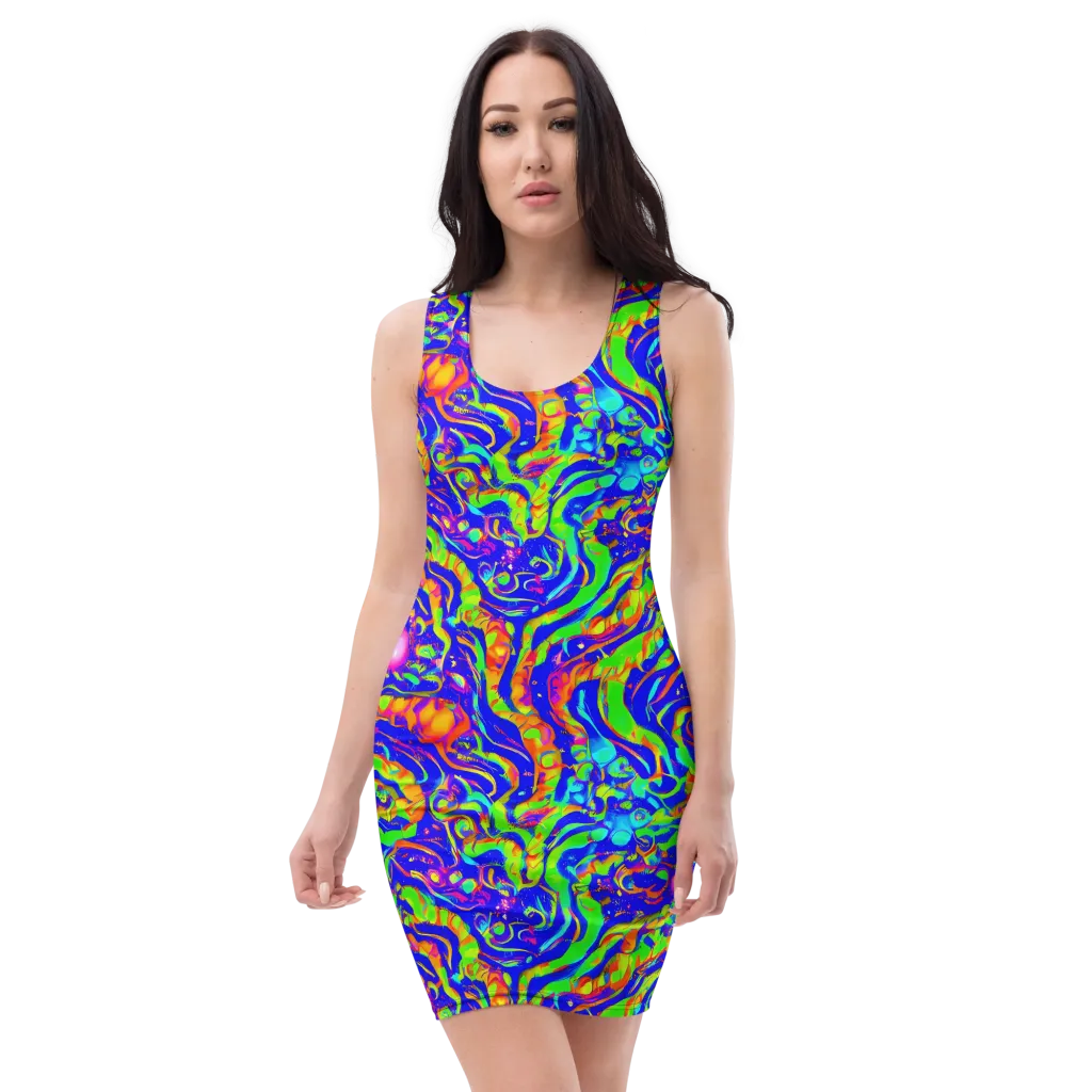 Fluoro Mirage on Bodycon Dress — Front