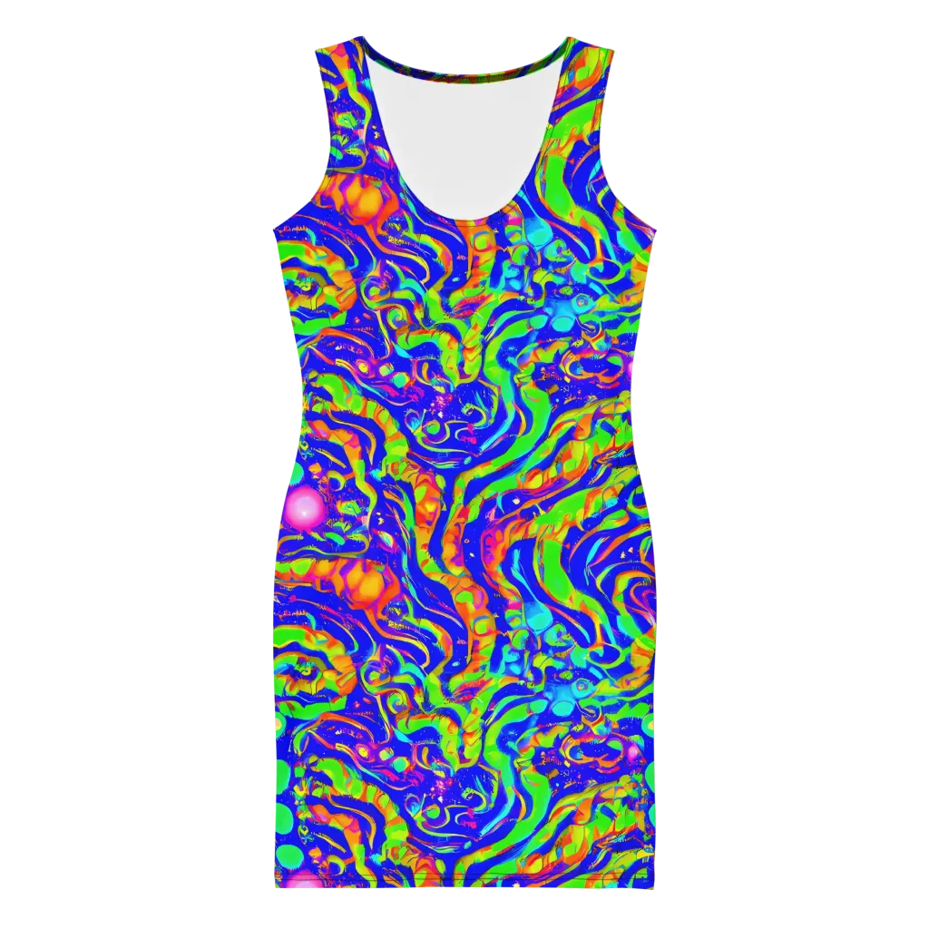 Fluoro Mirage on Bodycon Dress — Front