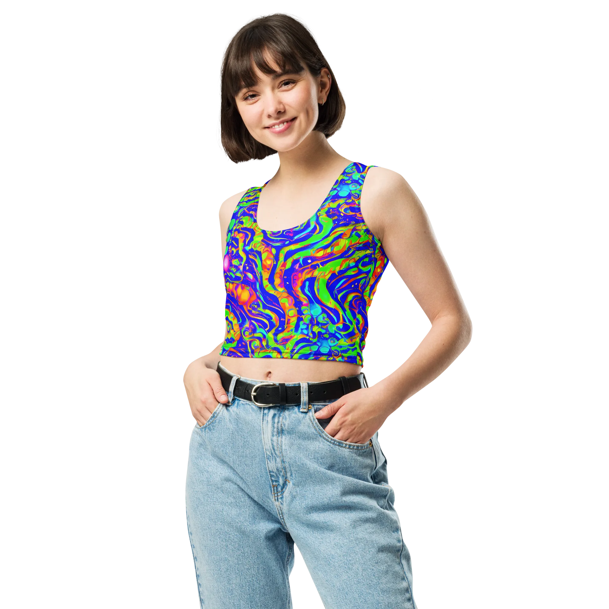 Fluoro Mirage on Crop Top — Front