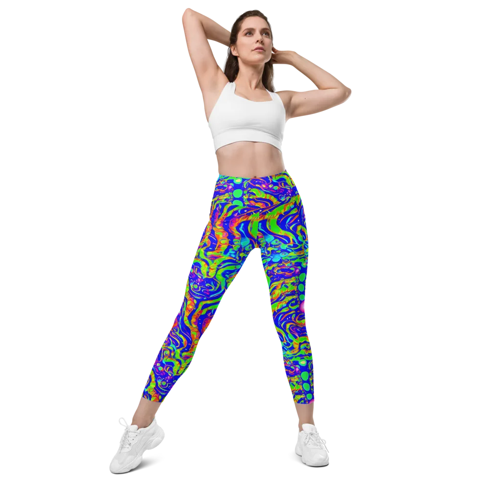 Fluoro Mirage on Leggings with Pockets — Front