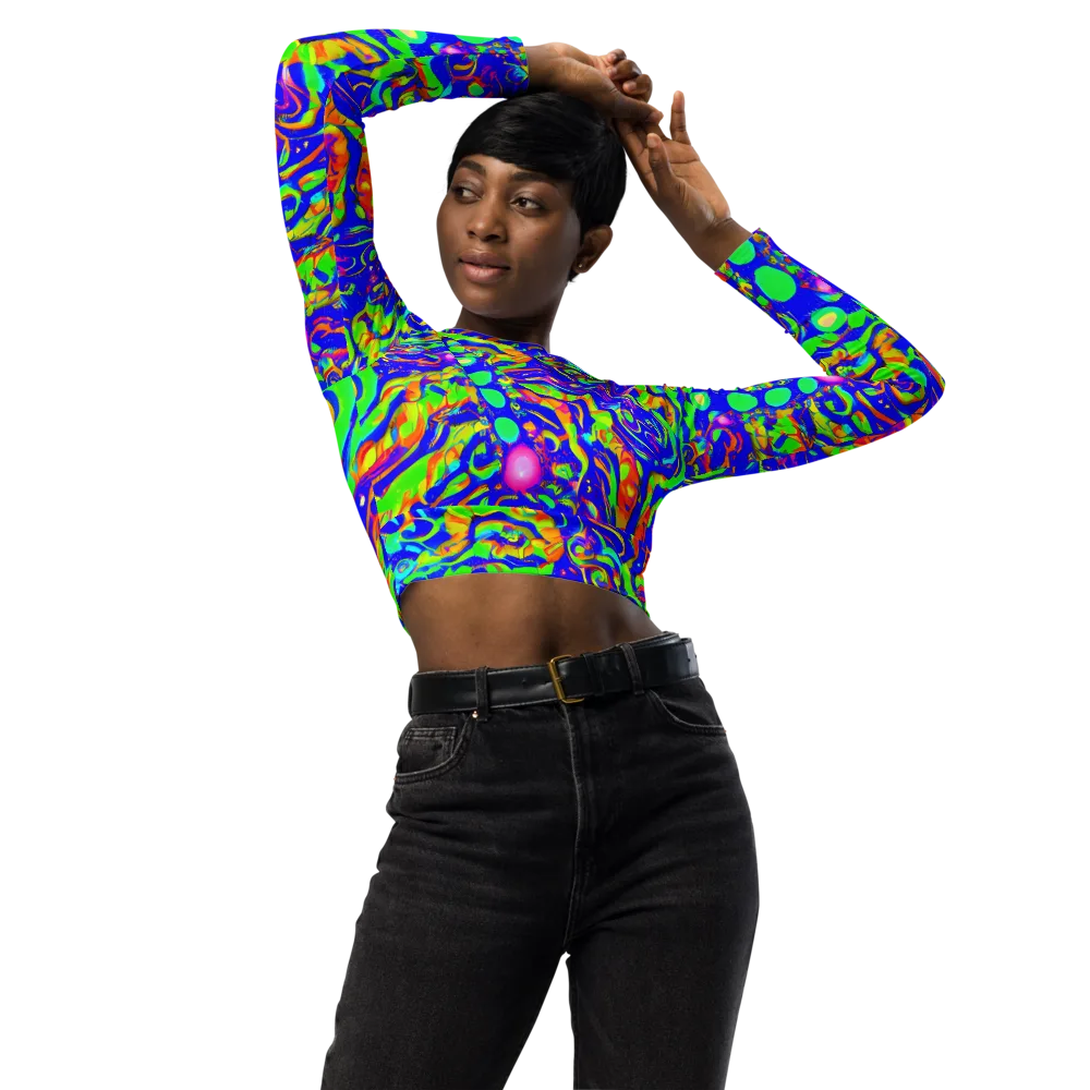 Fluoro Mirage on Long Sleeve Crop Top — Front