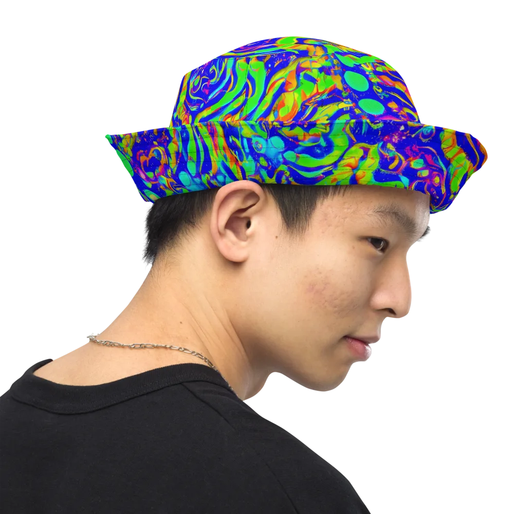 Fluoro Mirage on Reversible Bucket Hat — Right Outside