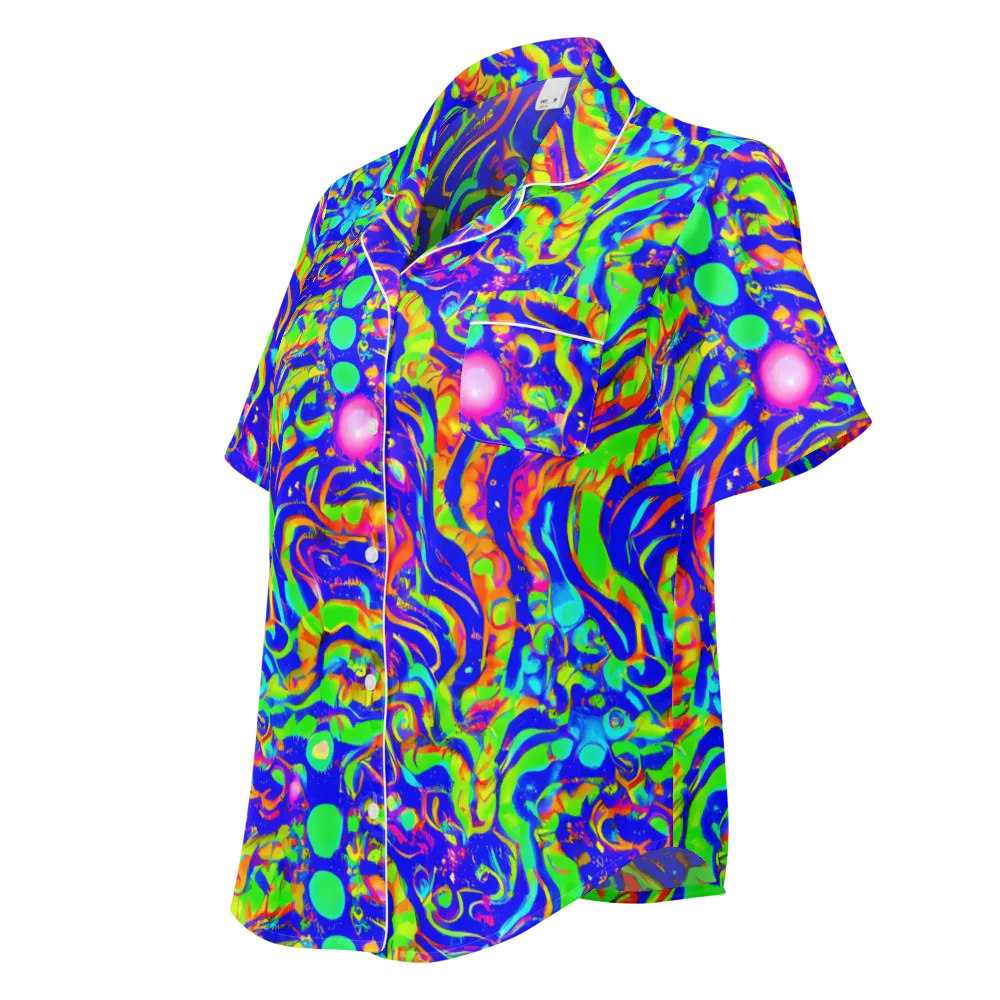 Fluoro Mirage on Women's Short Sleeve Pajama Top — Left Front