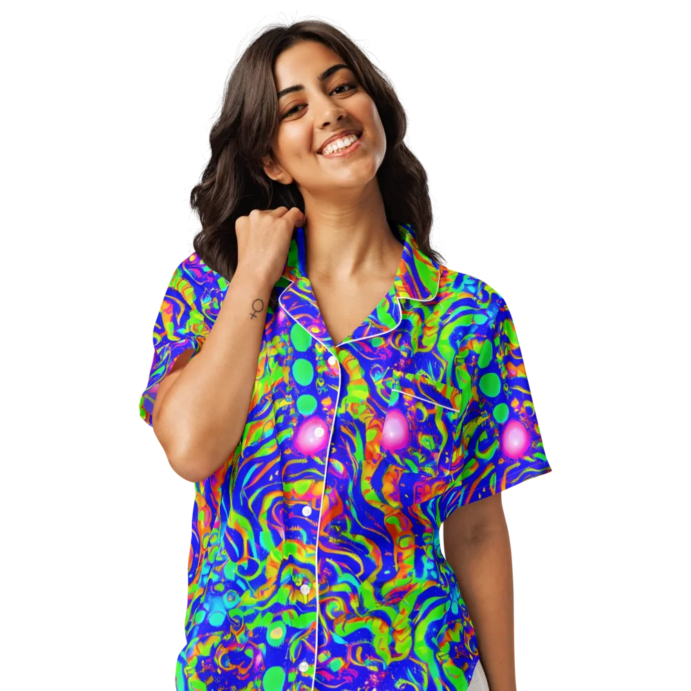Fluoro Mirage on Women's Short Sleeve Pajama Top — Front