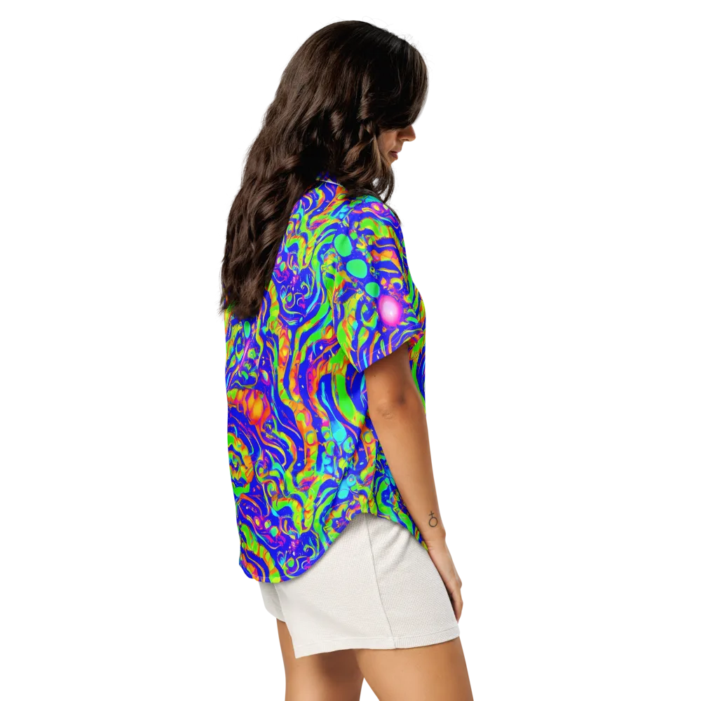 Fluoro Mirage on Women's Short Sleeve Pajama Top — Right Back