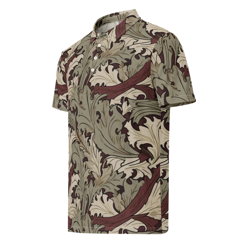Velvet Foliate on Men's Slim Fit Polo Shirt — Left Front