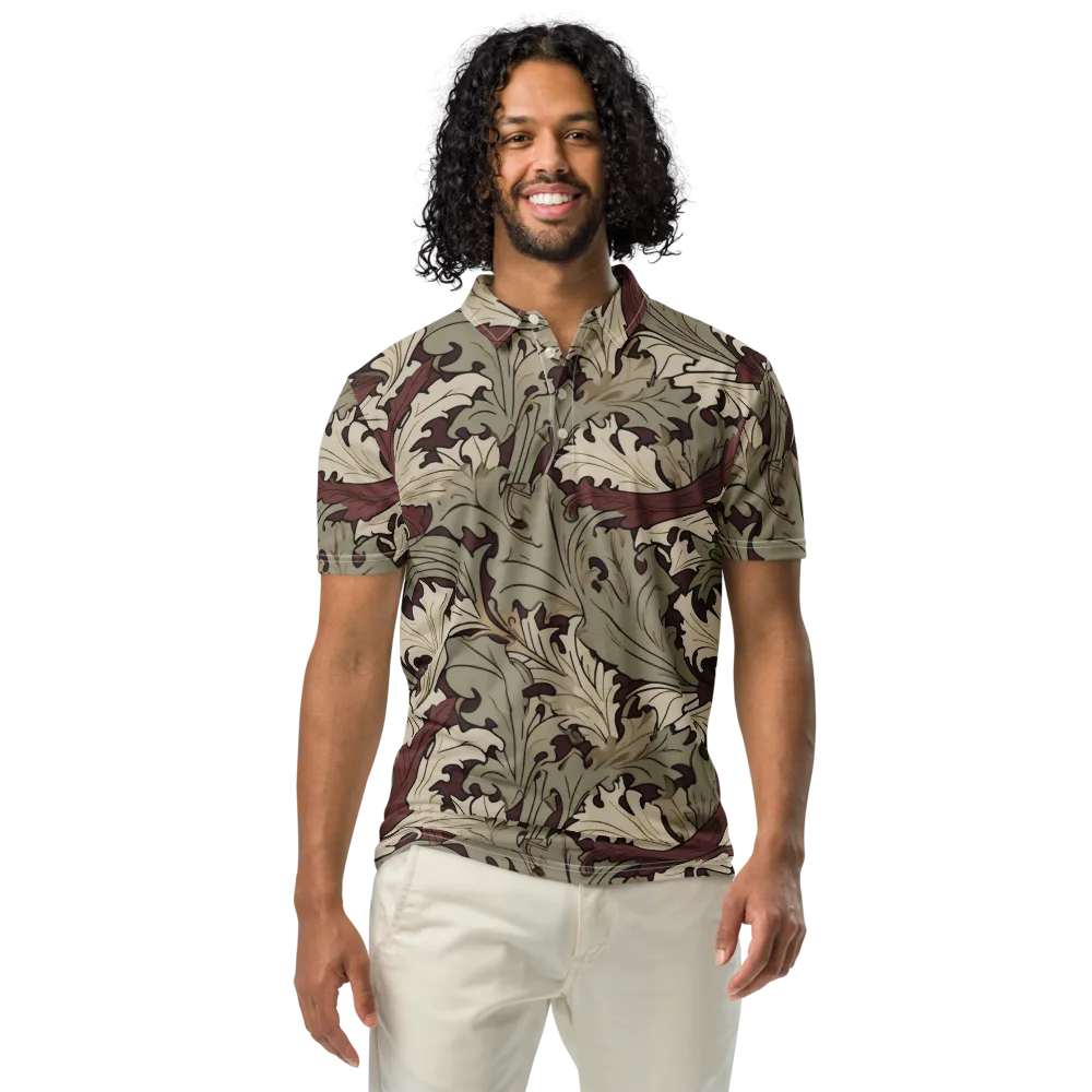 Velvet Foliate on Men's Slim Fit Polo Shirt — Front