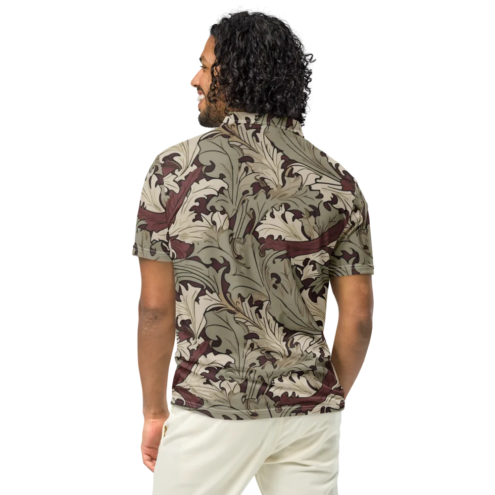 Velvet Foliate on Men's Slim Fit Polo Shirt — Back