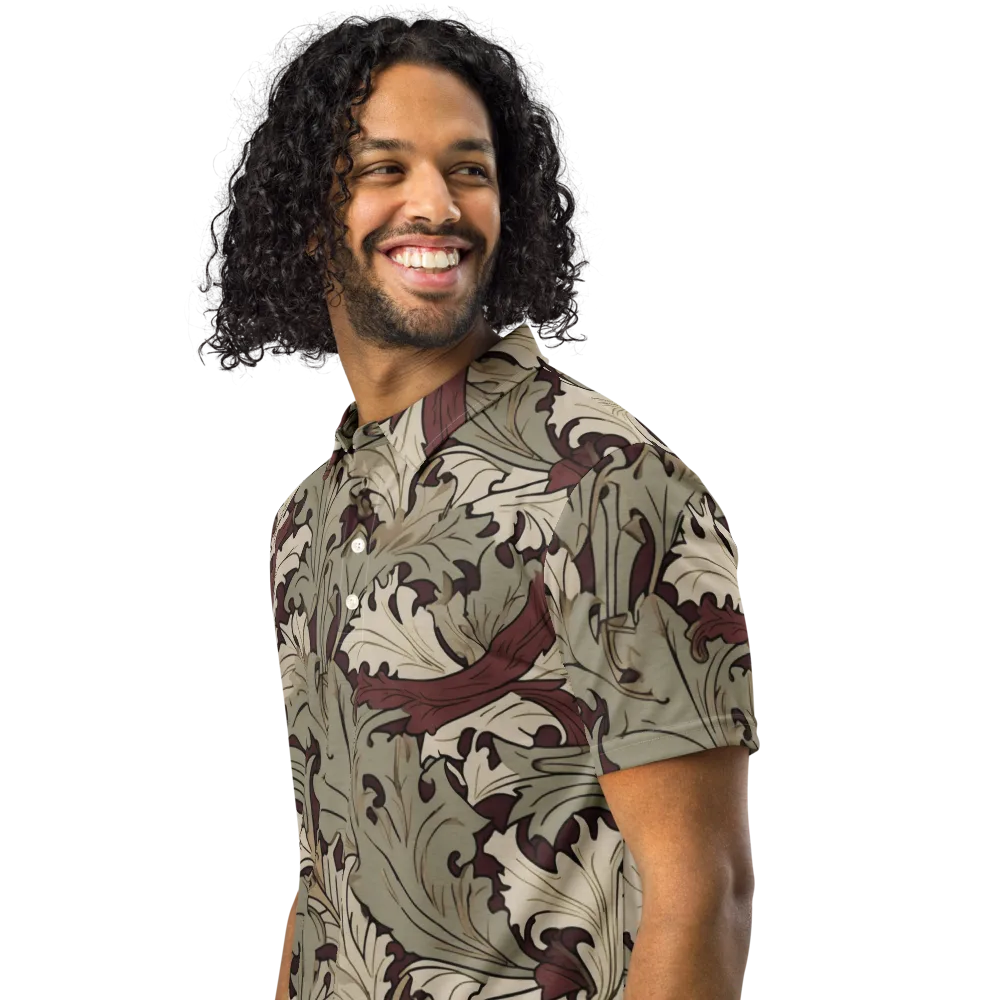 Velvet Foliate on Men's Slim Fit Polo Shirt — Left Front