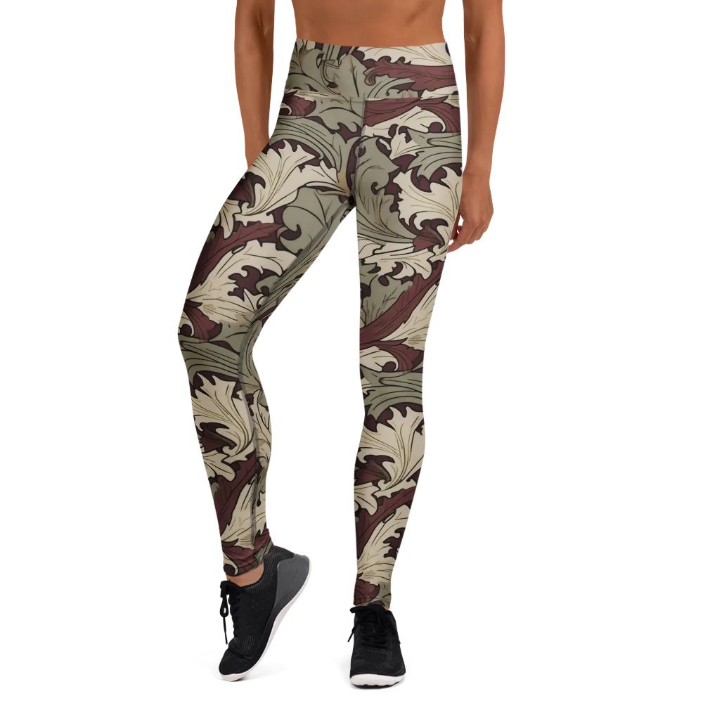 Velvet Foliate on Yoga Leggings — Front